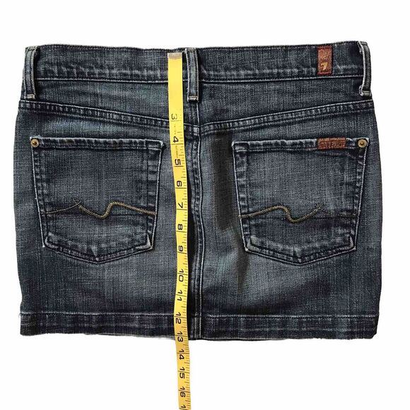 7 For All Mankind SFAM 27 Dark Wash Blue Jean Denim Mini Skirt Pockets USA Y2k - Picture 9 of 9